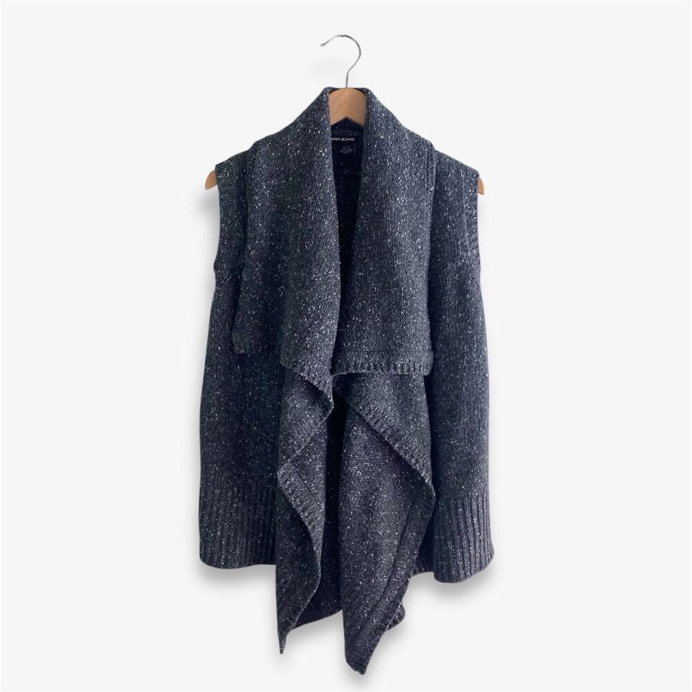 DKNY Jeans Gray Chunky Knit Open Cardigan Sleeveless Women’s XS
